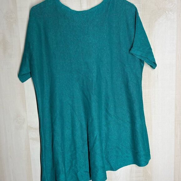 Eileen Fisher linen turquoise short sleeve‎ tunic top, size small - Picture 9 of 16